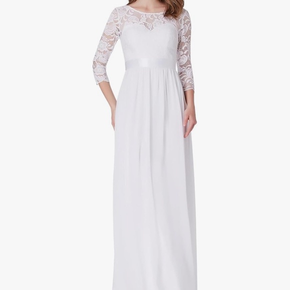 White Empire Waist Maxi Dress - Picture 2 of 4